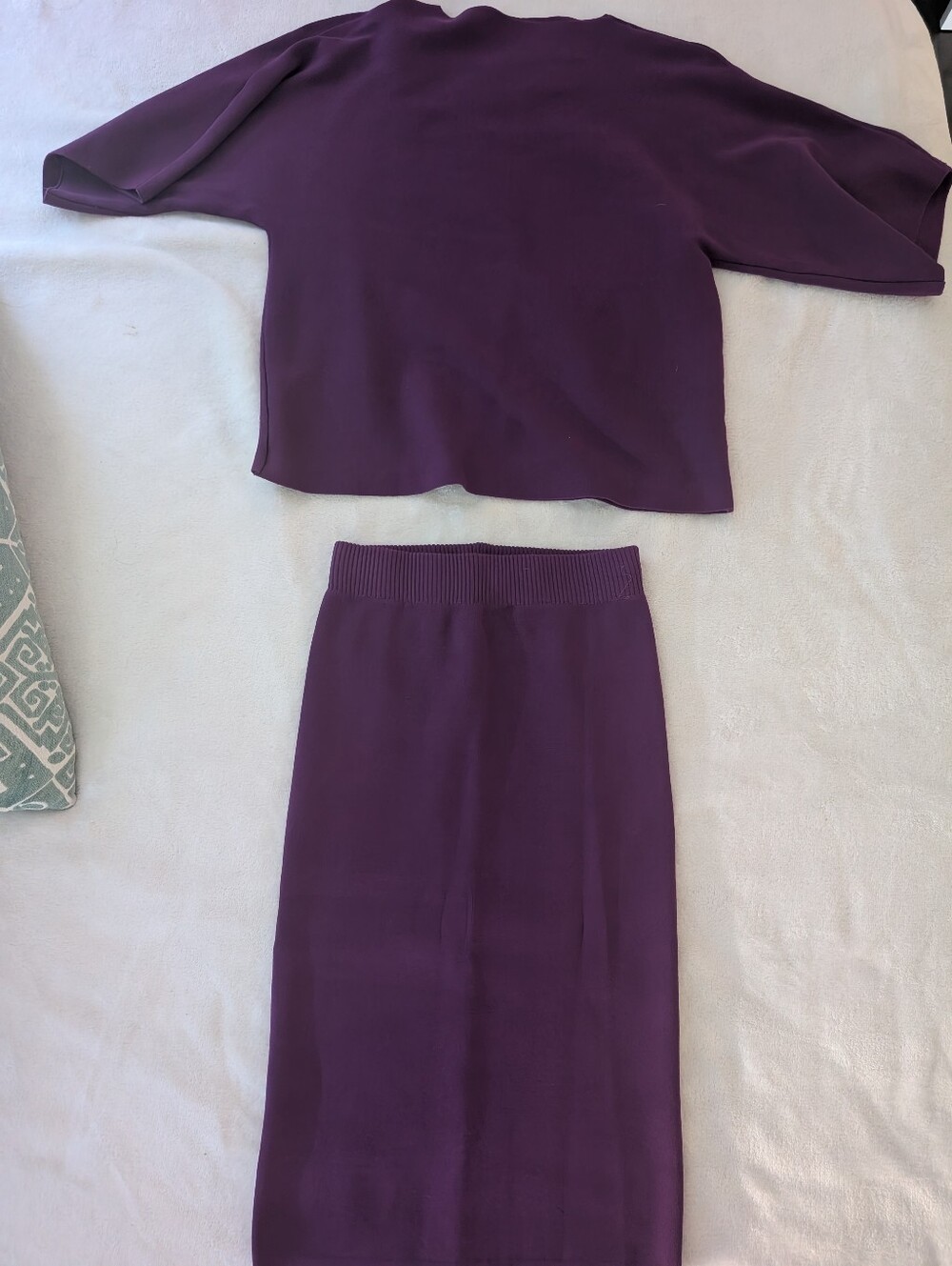 Purple Knit Midi Skirt - Women's Pencil Skirt